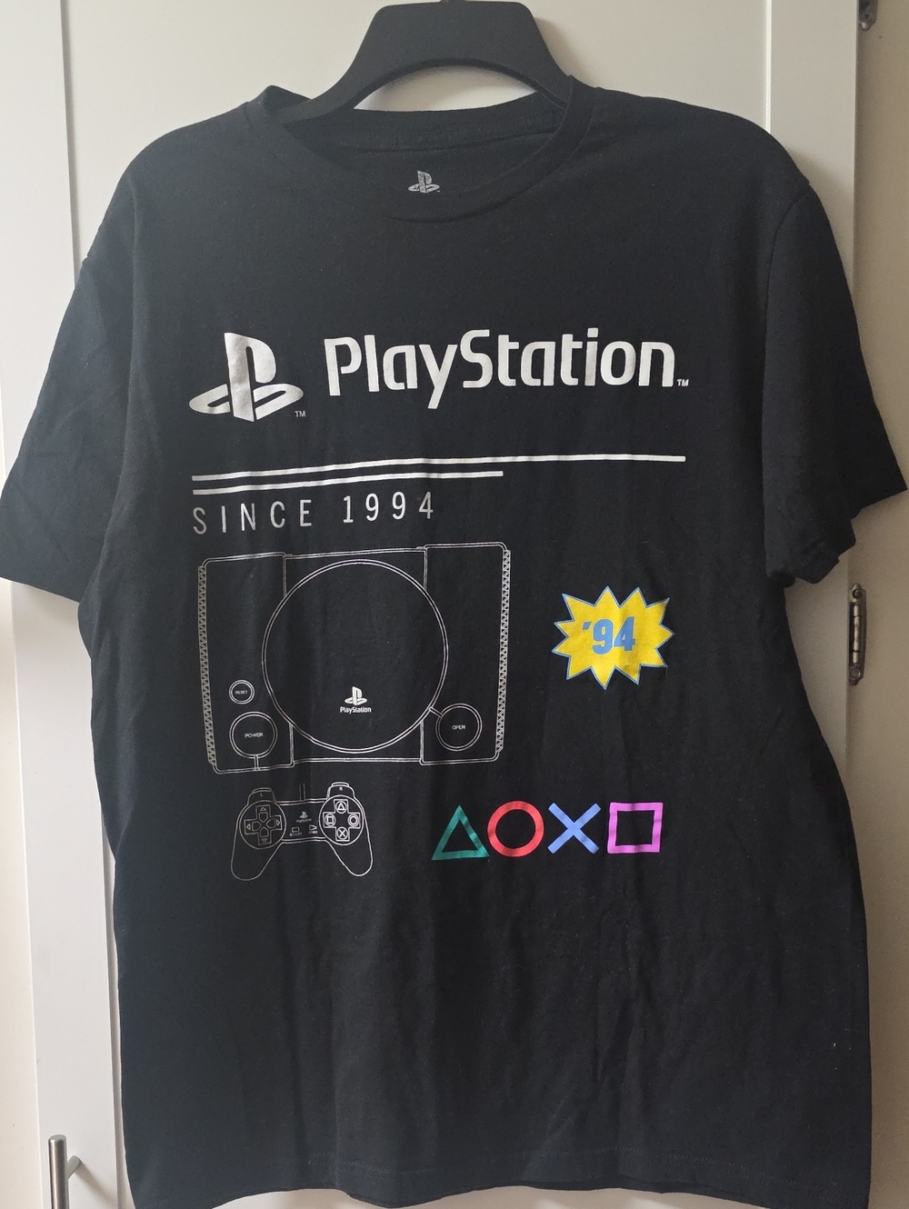 Sony Black PlayStation Graphic Tee with Multicolor Symbols Size L